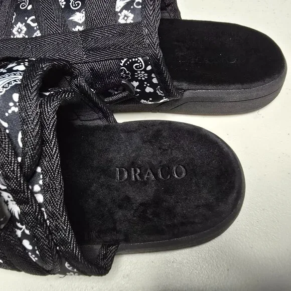 DRACO Slides Mens Shoes Size 12, 12.5, 13, 13.5 Black Sandals Bandana + Bag NEW - Picture 9 of 16